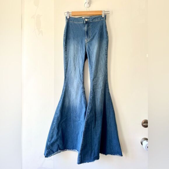 Free People Just Float on Flare Wide Leg Jeans in Jericho Blue - Picture 5 of 7